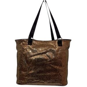 BEACH-TOTE BAG in Gold Glitter and Black Large 17” x 13”
